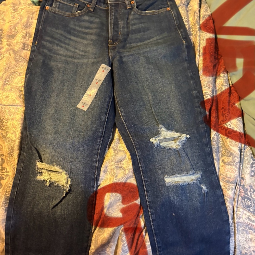 Old Navy Blue Distressed Boyfriend Jeans